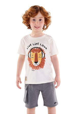 Conjunto Infantil Masculino Camiseta e Bermuda Moletom