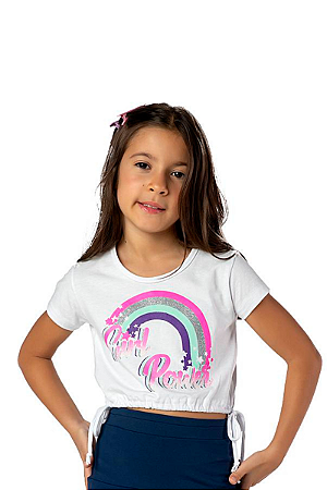 Blusa Cropped Infantil Feminina Arco Iris