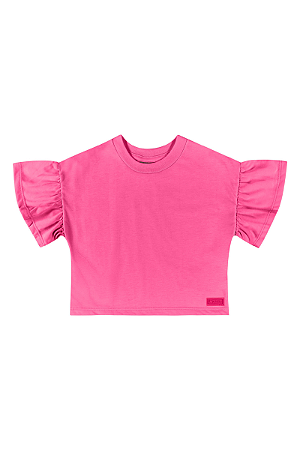 Blusa Cropped Infantil Pink Neon Quimby