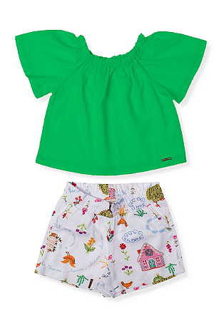 Conjunto Infantil Menina Blusa e Short 2/3