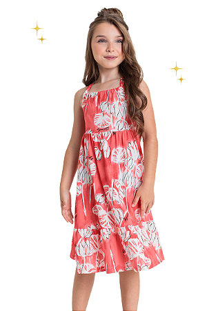 Vestido Infantil Vermelho Floral Quimby