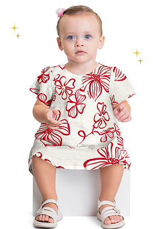 Vestido Bebê Floral Vermelho