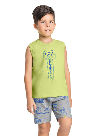 Conjunto Infantil Masculino Regata Game e Bermuda