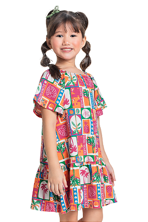 Vestido Infantil Feminino Tropical
