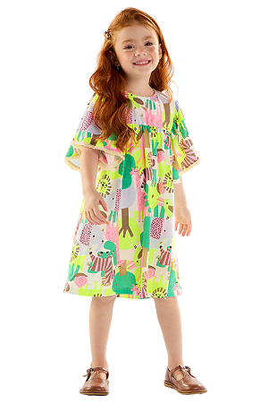 Vestido Infantil Manga Curta Safari Up Baby