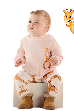 Conjunto Moletom Bebê Menina Girafinha Up Baby