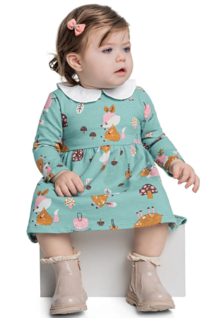 Vestido Bebê Manga Longa Raposinha Quimby