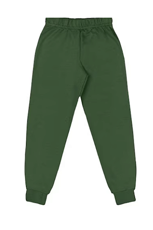 Calça Moletom Infantil Flanelada Verde Militar