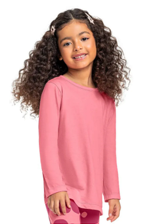 Blusa Infantil Manga Longa Rosa