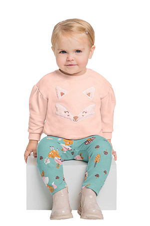 Conjunto Moletom Bebê Menina Raposinha