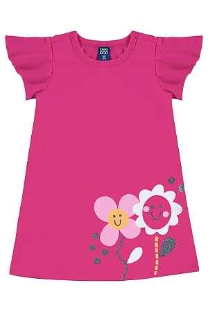 Vestido Infantil em Meia Malha (Rosa) Bee Loop
