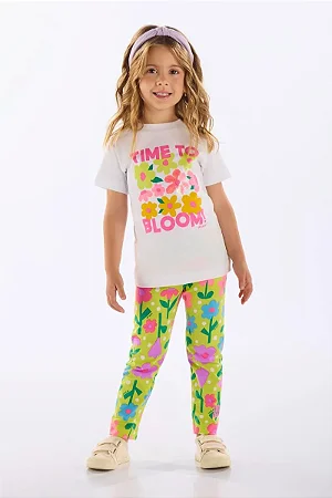 Conjunto Infantil Feminino com Blusa e Calça Legging Floral Up Baby