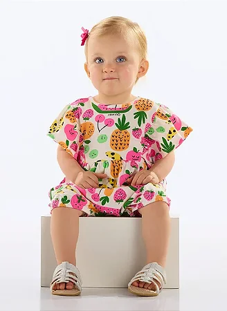 Banho de Sol de Frutinhas para Bebê Menina (Branco)