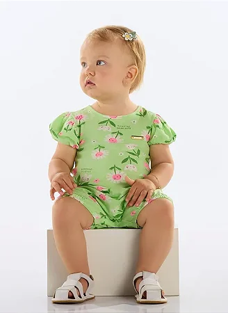 Banho de Sol de Florezinhas para Bebê Menina (Verde)