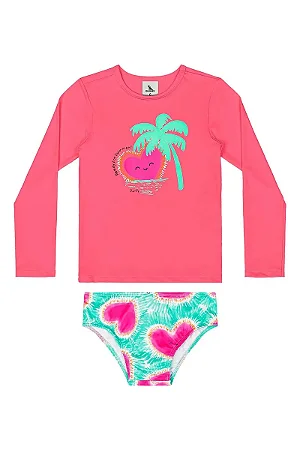 Biquíni Manga Longa FPS +50 Infantil (Rosa Pink) Quimby