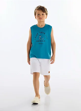 Regata Infantil Masculina em Meia Malha (Azul)