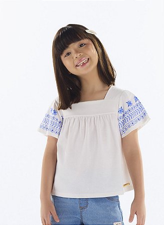 Blusa Infantil menina Manga Curta Quimby