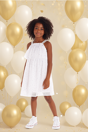 Vestido Infantil Tule Branco Quimby