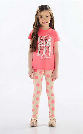 Conjunto Infantil Feminino Blusa e Legging Bailarina