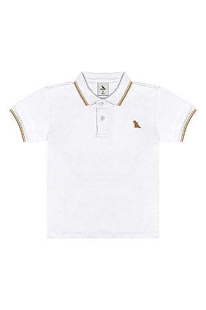Camisa Polo Infantil Masculina em Piquet com Elastano (Branco) Quimby