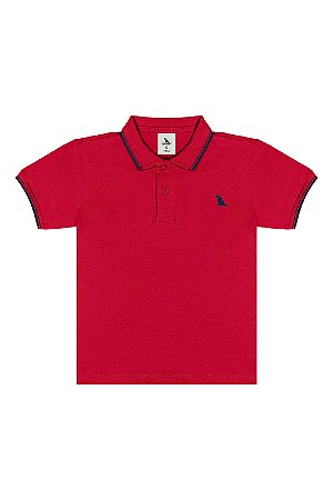Camisa Polo Infantil Masculina Vermelha em Piquet com Elastano Quimby