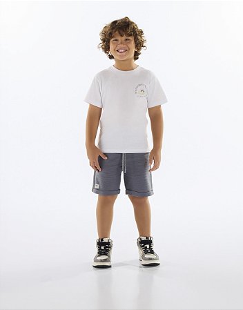 Conjunto com Camiseta e Bermuda Infantil (Branco) Quimby