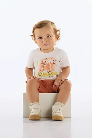 Conjunto Camiseta e Bermuda para Bebê (Off White)