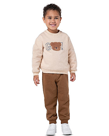 Conjunto Moletom Infantil Masculino Ursinho Vrasalon