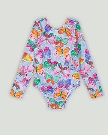 Maiô Infantil Borboletas com Proteção Solar FPS+50