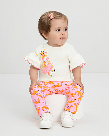 Conjunto Bebê Menina com Blusa e Legging Girafinhas