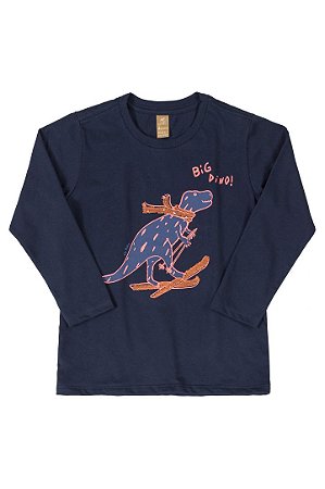 Camiseta Manga Longa Infantil Masculina Dinossauro Up Baby