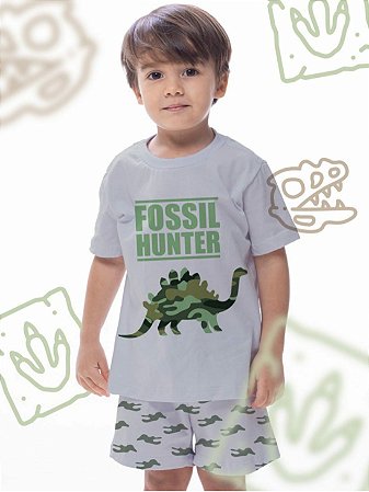 Pijama Infantil Masculino Curto Algodão Dinossauro