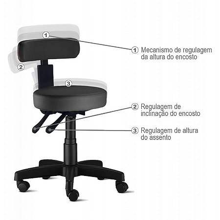 Cadeira Mocho Back System (3 regulagens) Preto