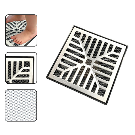 Ralo 19x19cm Com Grelha Côncava Em Alumínio Anti Insetos Com Coletora Saída  Para Baixo