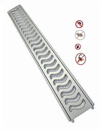 Ralo Linear 08x200cm Elite Em Alumínio Reforçado Com Aro De fixação e Tela (04 PEÇAS 8X50)