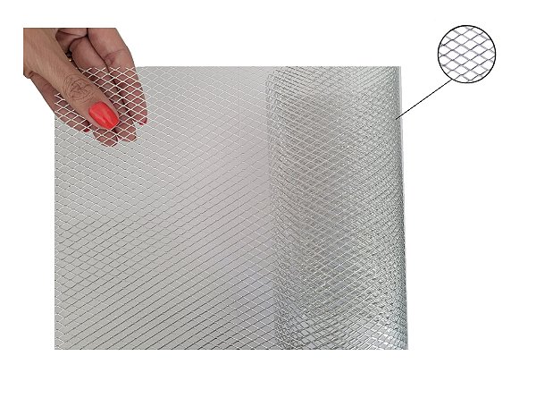 Tela Anti Inseto De Alumínio Expandido Para Ralo 18cmx100cm (4x7)