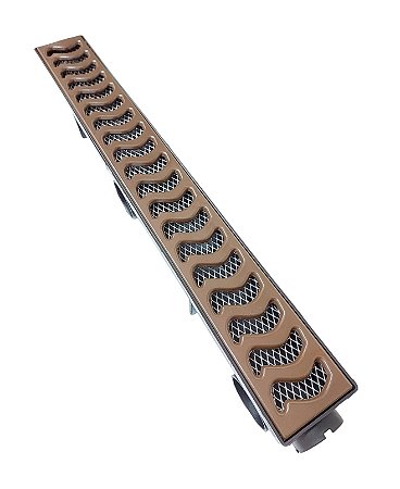 Ralo Linear Elite 6X50cm Com Coletora Sif. Preta e Grelha Em Alumínio na Cor Marrom