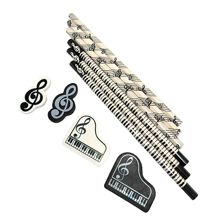 Lápis + borracha estampa musical (clave de sol)