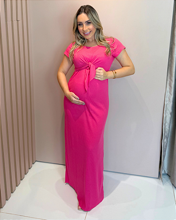 Vestido Raissa de Amamentar Longo Manga Curta