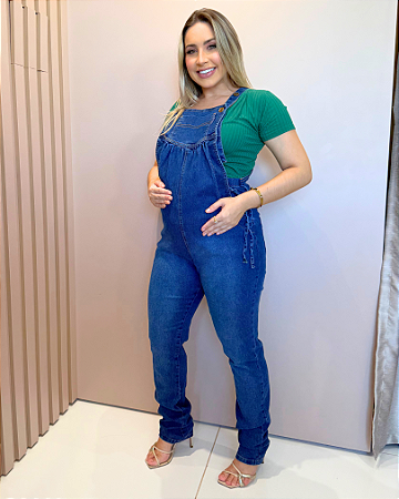 Macacão Barriga Comprido Jeans