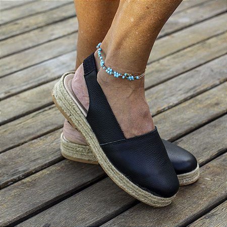 Flatform Ana Girardis em couro preto