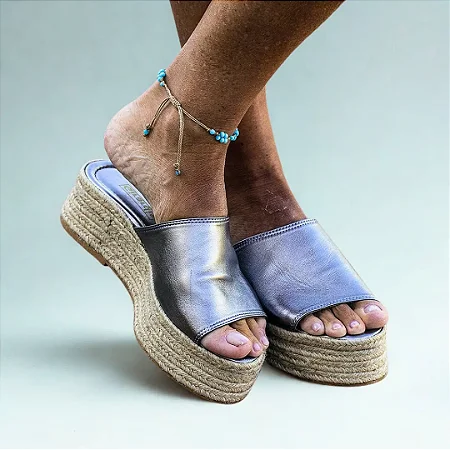 Tamanco Plataforma Feminino em Couro Grafite Girardis