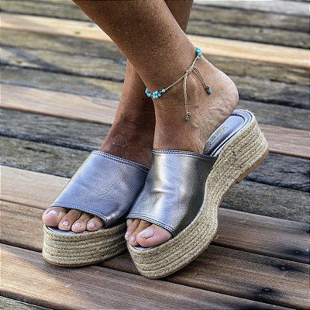 Espadrille 4x5 Couro prata