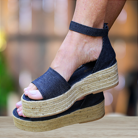 Espadrille Flatform em jeans