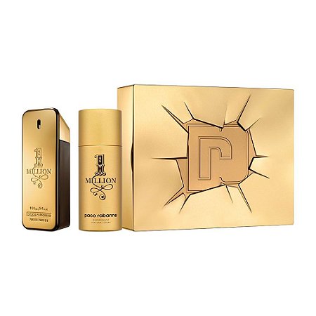 KIT PERFUME PACO RABANNE  1 MILLION EDT 100ML + DESODORANTE SPRAY 150ML MASCULINO