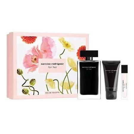 KIT PERFUME NARCISO RODRIGUEZ NOIR FOR HER EDT 100ML + SPRAY 10ML + LOTION  50ML FEMININO