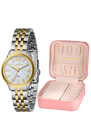 RELÓGIO LINCE LRTH226L32 B2SK + ESTOJO PORTA JOIAS FEMININO
