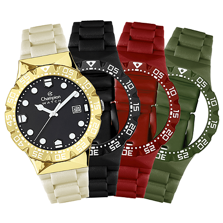 RELÓGIO CHAMPION WATCH TROCA PULSEIRAS CP31001N + 4 PULSEIRAS/CORDÃO
