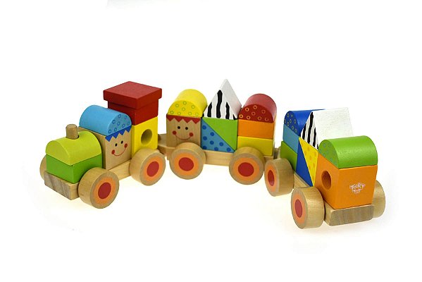 Trem De Madeira Do Brinquedo No Trilho Imagem de Stock - Imagem de bloco,  brinquedos: 5743593