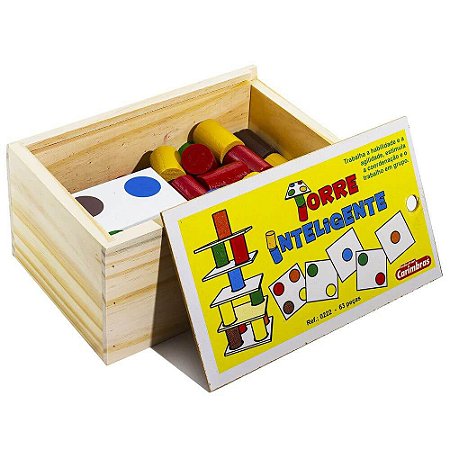 Jogo Torre Inteligente Madeira Montessoriano Para Bebê Brinquedos Meninos  Meninas Pedagógico 3 Anos